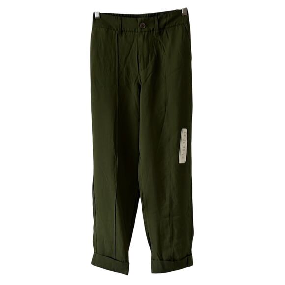 A New Day Ankle Pants Olive Army Green Rolled Cuffs Center Seam High Rise - Picture 1 of 11